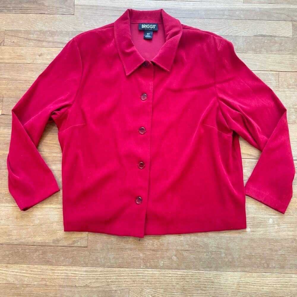 Briggs red faux suede five button collared jacket size 2X b35